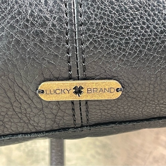 Lucky Brand 100% Black Leather Tote / Crossbody with studs - Picture 11 of 16